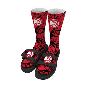 ISlide Atlanta Hawks Youth Distressed Socks & Slide Sandals Bundle